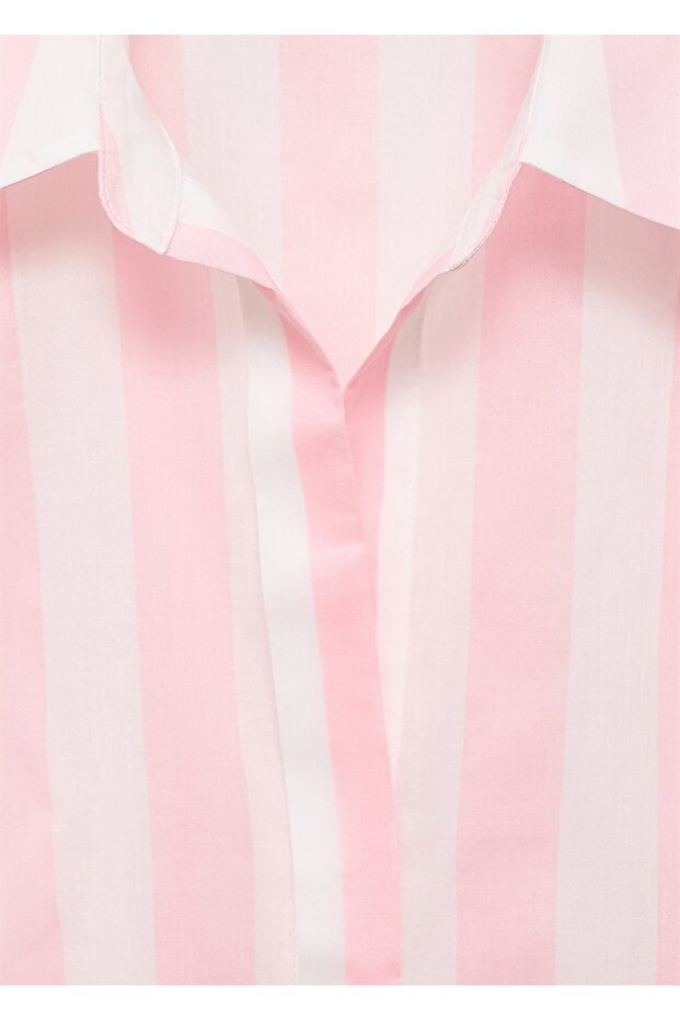 Çizgili pamuklu gömlek - 7