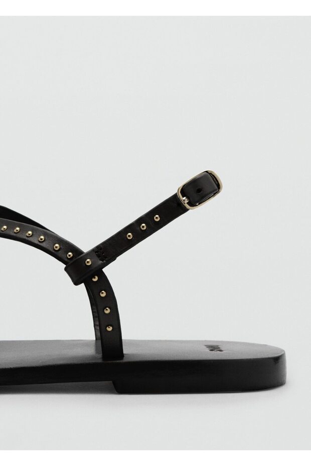 Mini zımbalı deri sandalet - 5