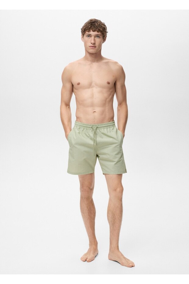 Gofre kumaşlı şort mayo - 8