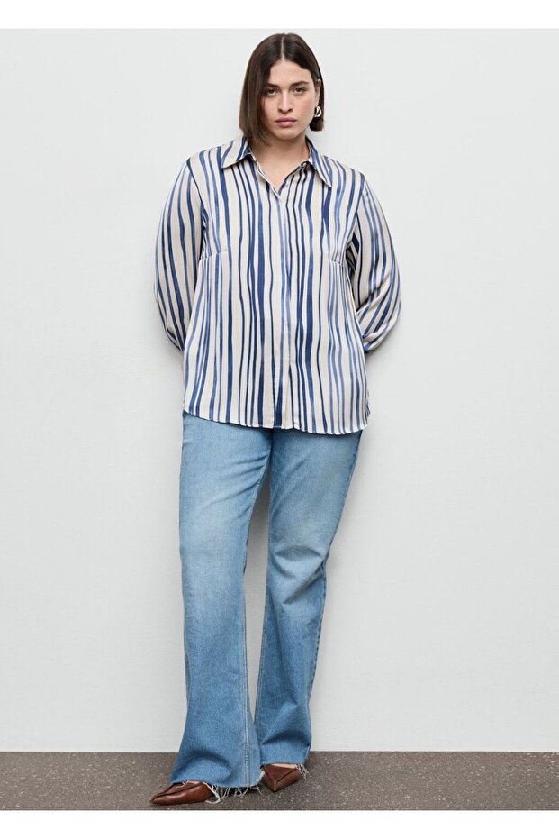 Dökümlü desenli gömlek - 7