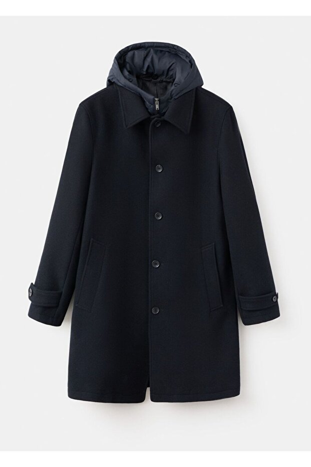 Çıkarılabilir kapüşonlu yün ceket - 3