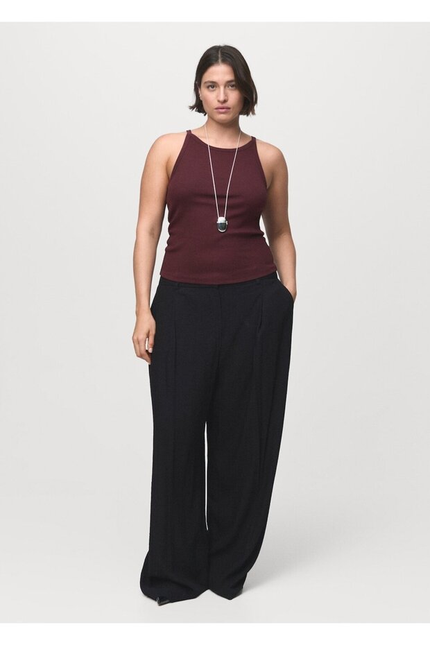 Lastik örgü pamuklu bluz - 7