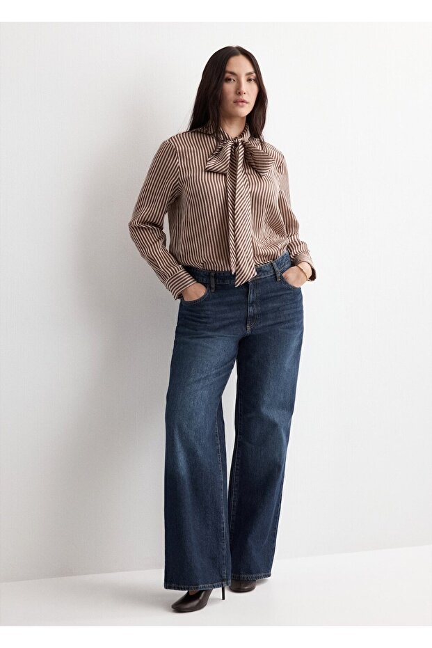 Fiyonk yaka çizgili bluz - 8