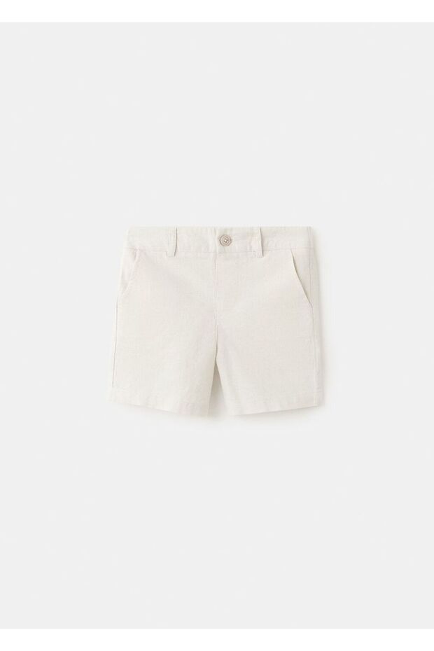 Keten karışımlı bermuda şort - 2