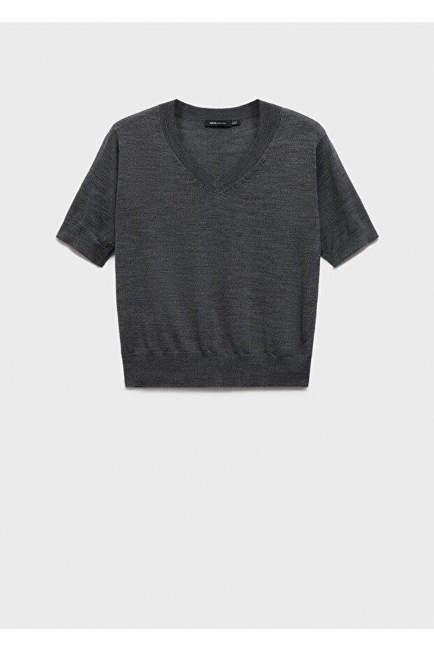 %100 yün V yaka triko kazak - 3