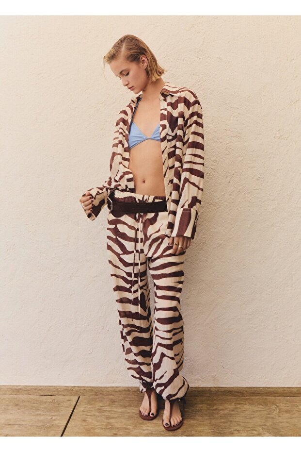 Zebra desenli dökümlü gömlek - 2