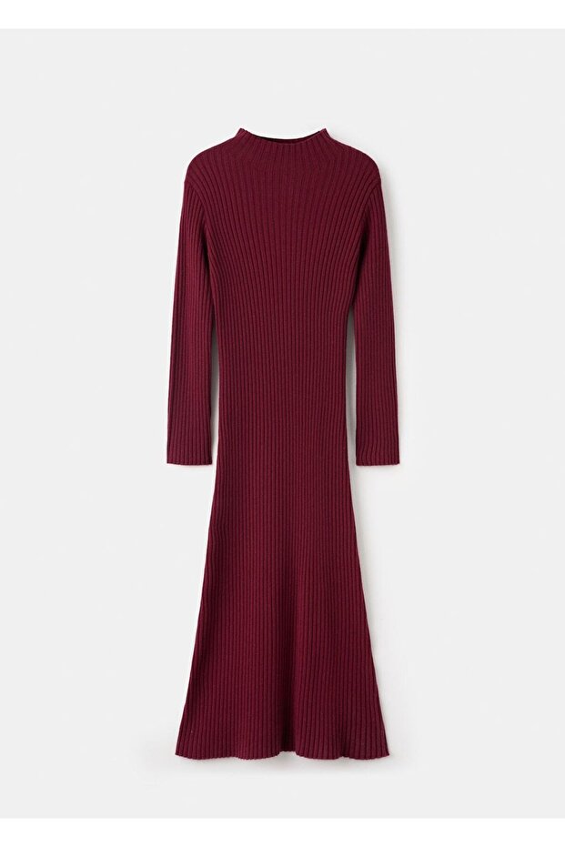 Perkins yaka ribana elbise - 3