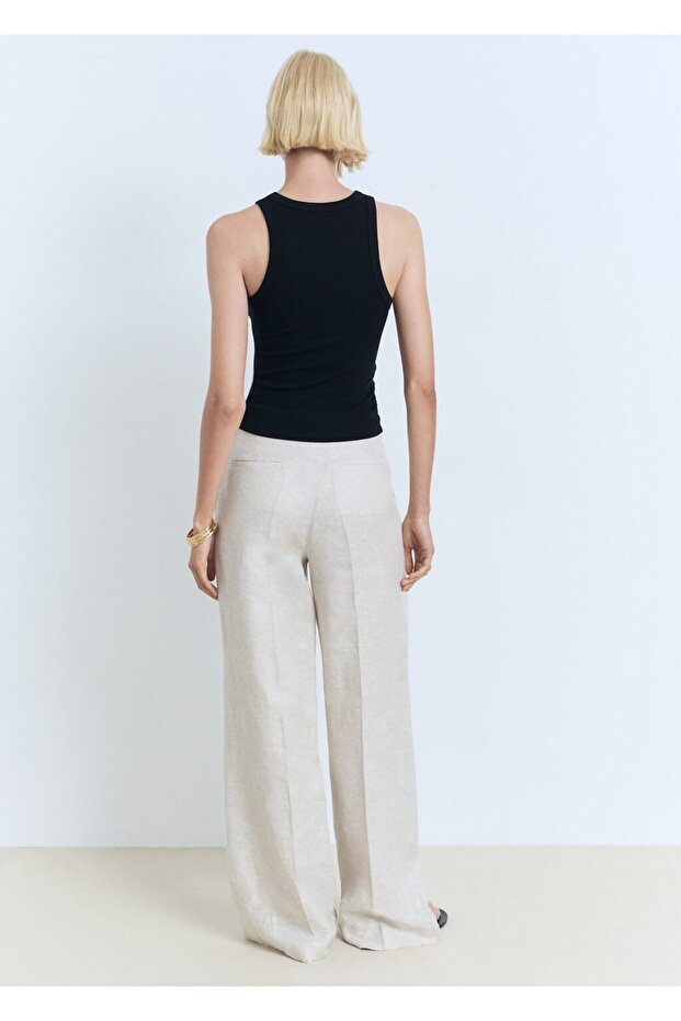 Lastik örgü pamuklu bluz - 4