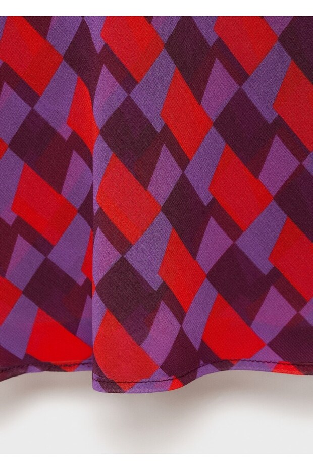 Drapeli yaka baskılı bluz - 5