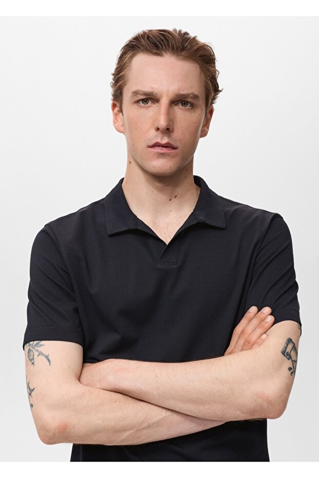 Pamuklu pike polo gömlek - 6