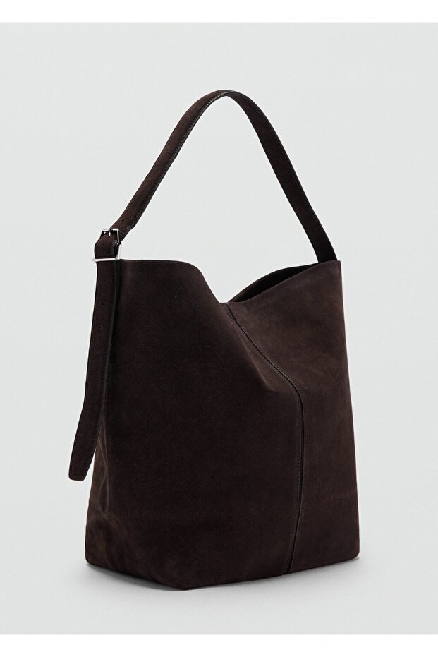 Süet shopper çanta - 1