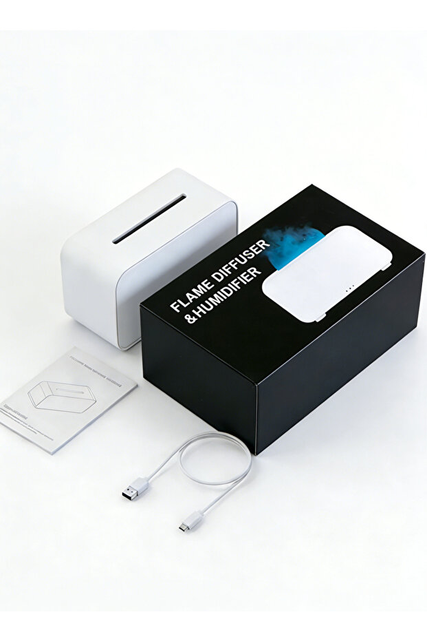 جهاز ترطيب مزود بتأثير ضوء ليلي متعدد الألوان على شكل لهب وموزع للزيوت العطرية - 3