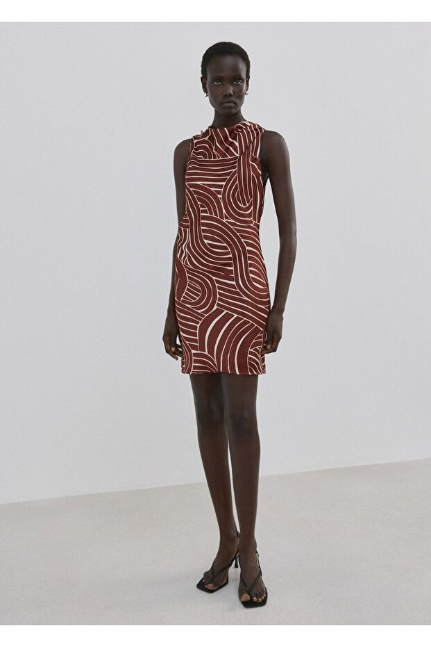 Geometrik desenli elbise - 2