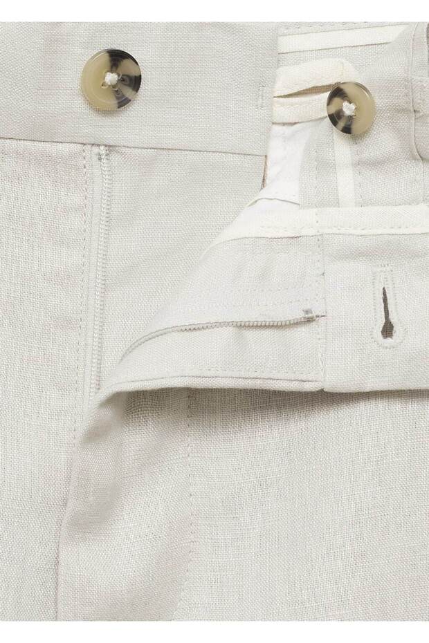 Slim fit %100 keten pantolon - 5