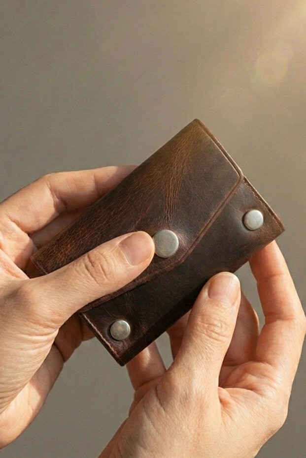 Real Leather Handmade Genuine Leather Card Holder Minimalist Premium Velvet Genuine Leather Compact Card Holder