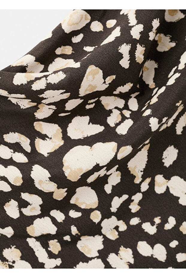 Hayvan desenli drape bluz - 7