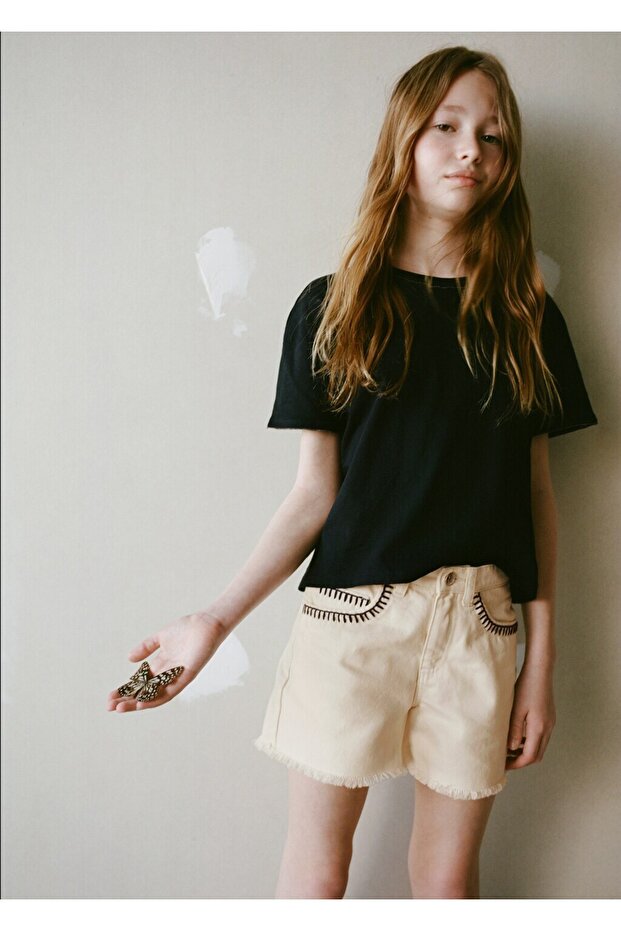 İşleme detaylı şort - 4