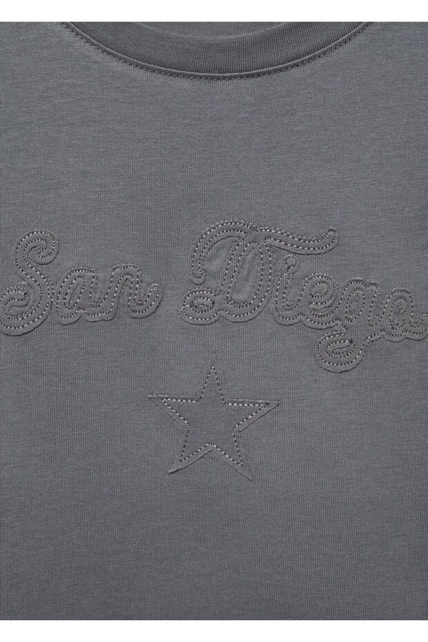 İşlemeli pamuklu tişört - 8