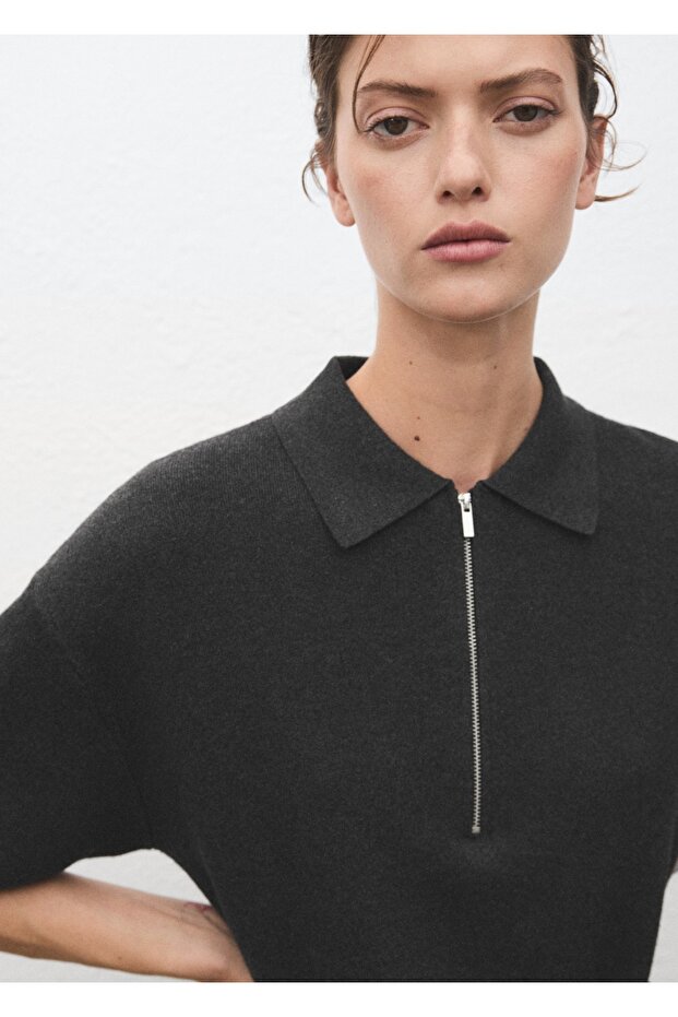 Polo yaka triko elbise - 6