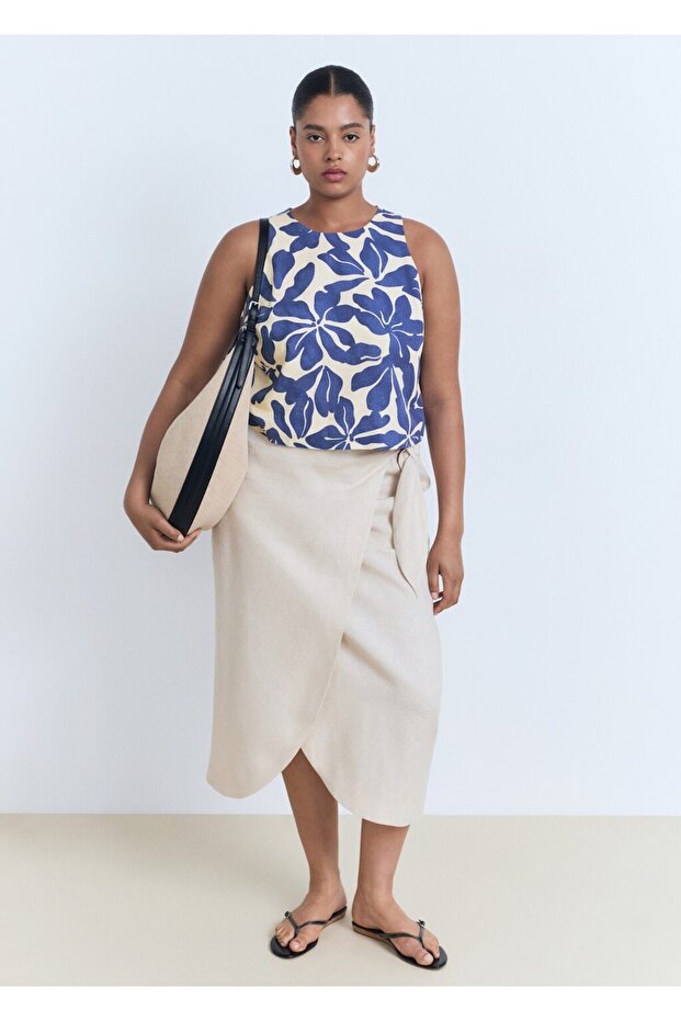 Çiçekli cropped bluz - 8