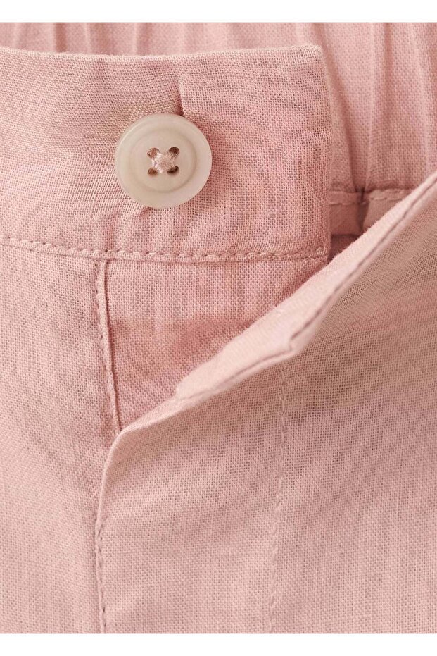 Keten karışımlı bermuda şort - 3