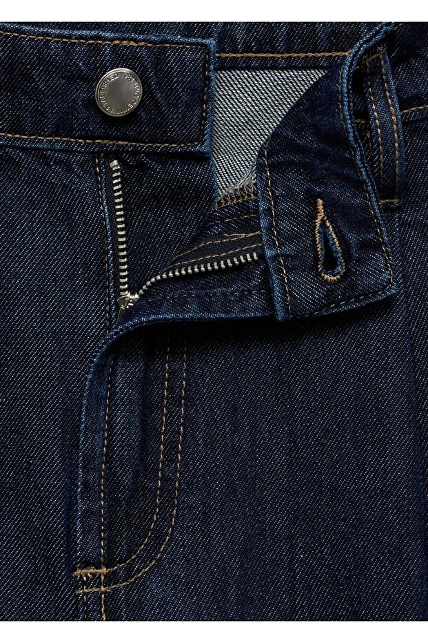 Orta bel pileli denim bermuda şort - 7