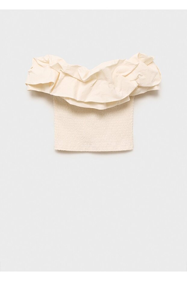 Volanlı straplez bluz - 3