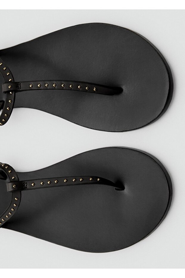 Mini zımbalı deri sandalet - 4