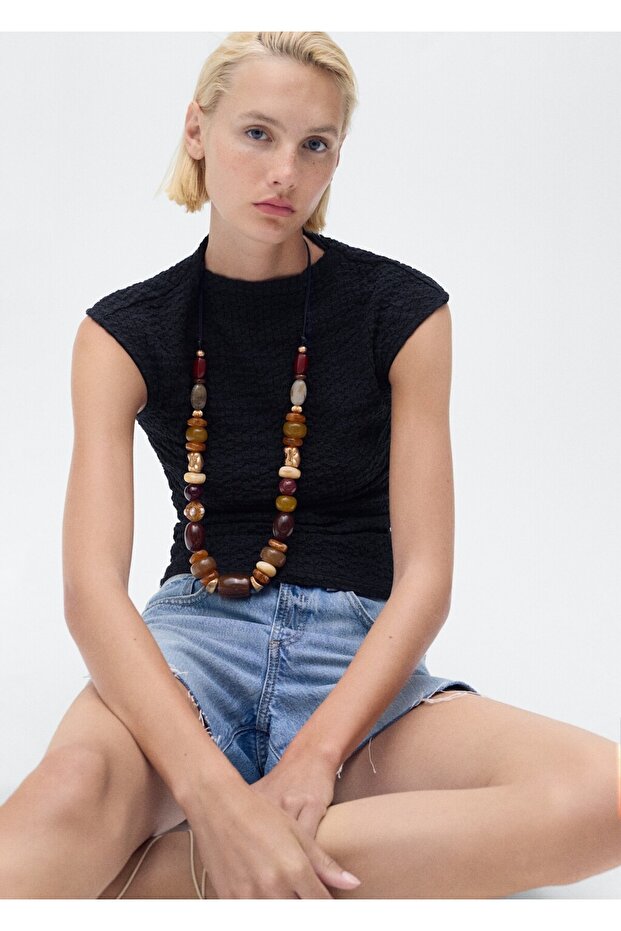 Krep pamuklu bluz - 1