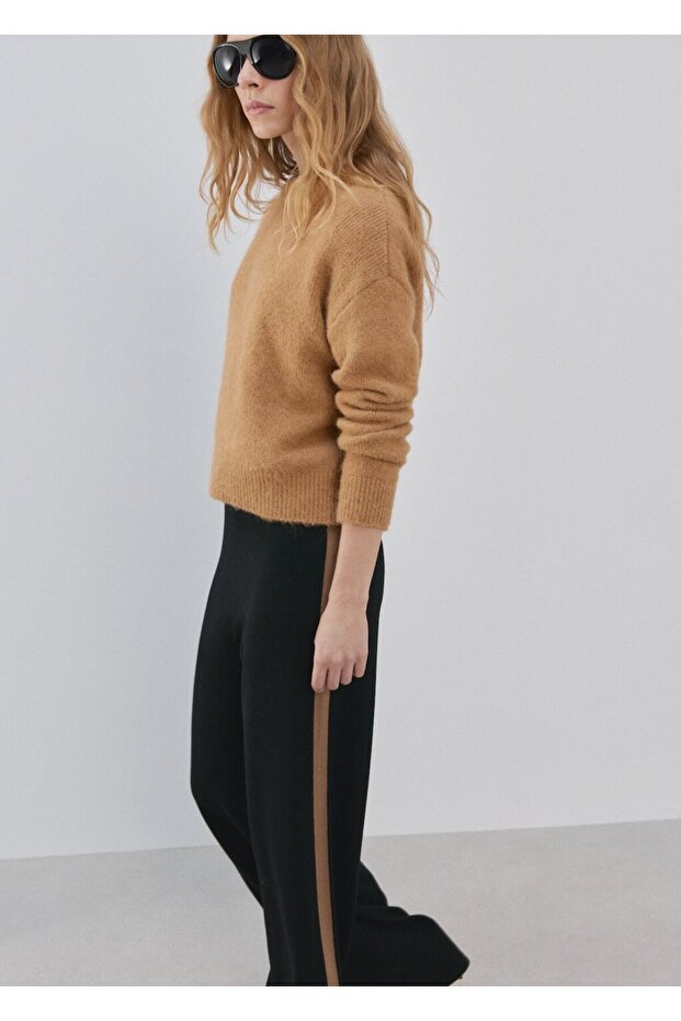 Kontrast çizgili triko pantolon - 6