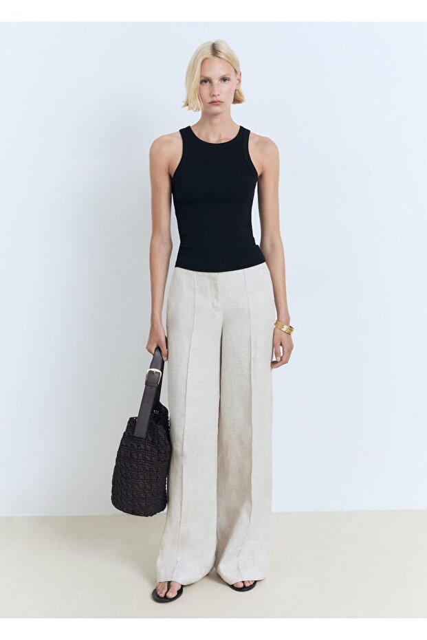 Lastik örgü pamuklu bluz - 2