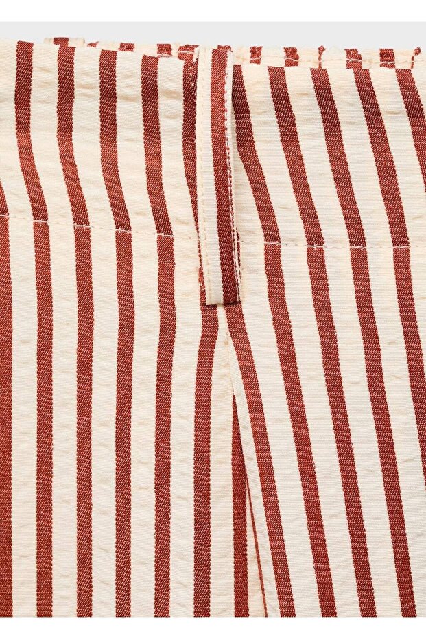 Çizgili pensli pantolon - 5