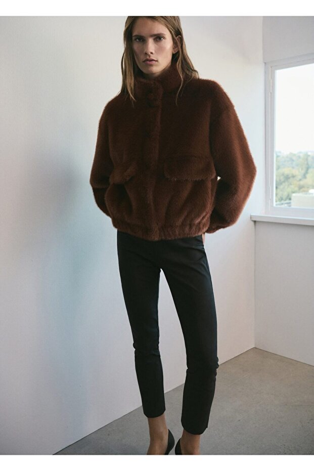 Kürk görünümlü cepli ceket - 2