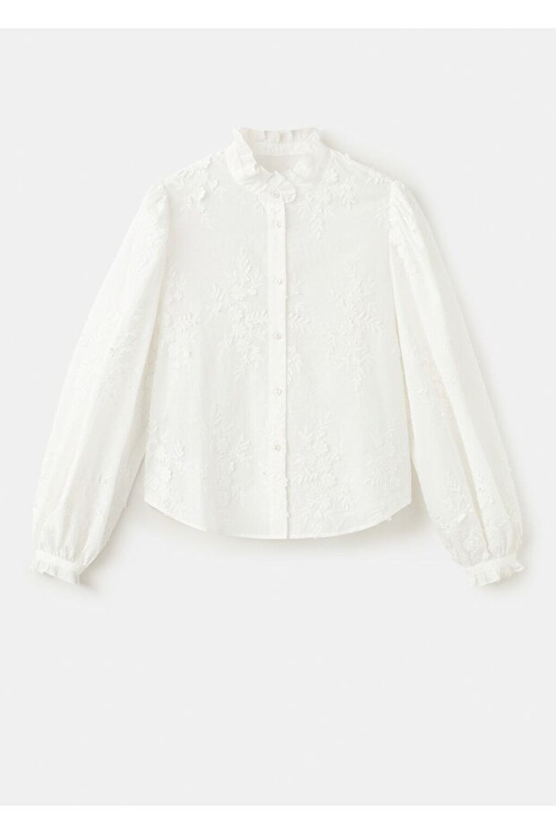 Çiçek işlemeli bluz - 3