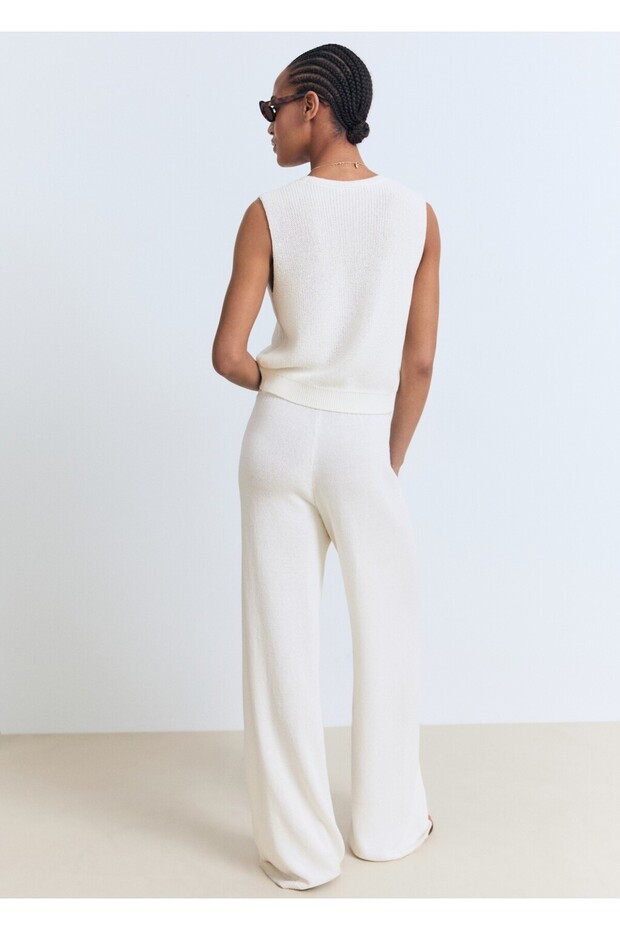 Pamuklu keten triko pantolon - 4