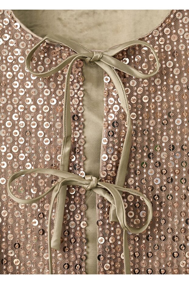 Payetli bağ detaylı bluz - 8