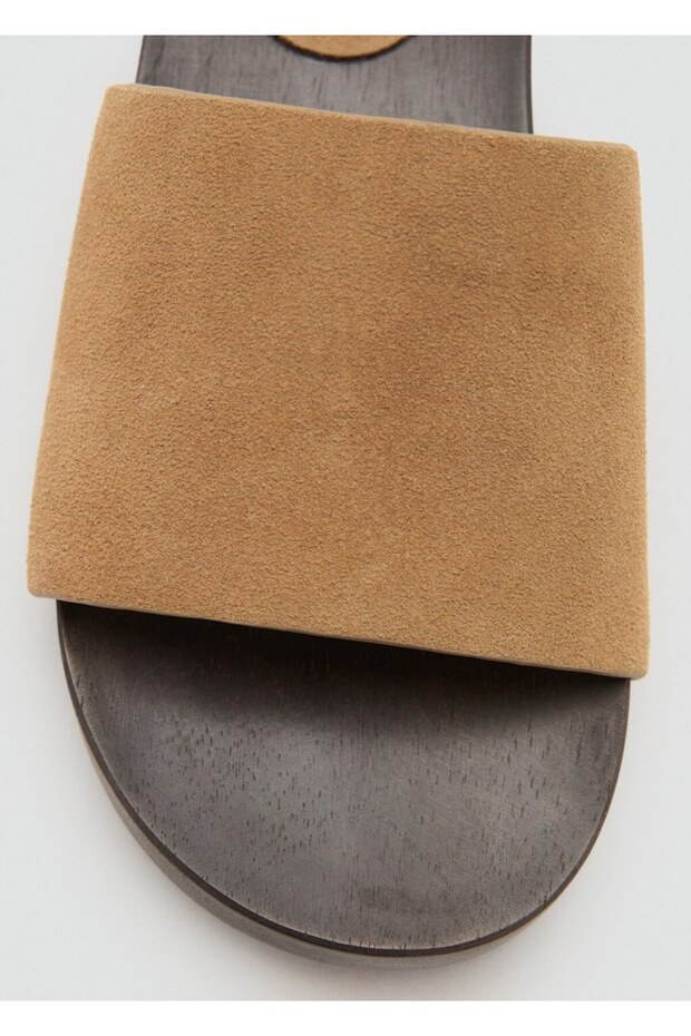 Ahşap tabanlı süet sandalet - 4