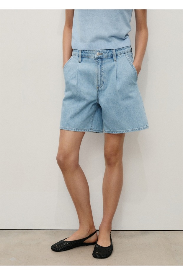 Pilili denim bermuda şort - 1