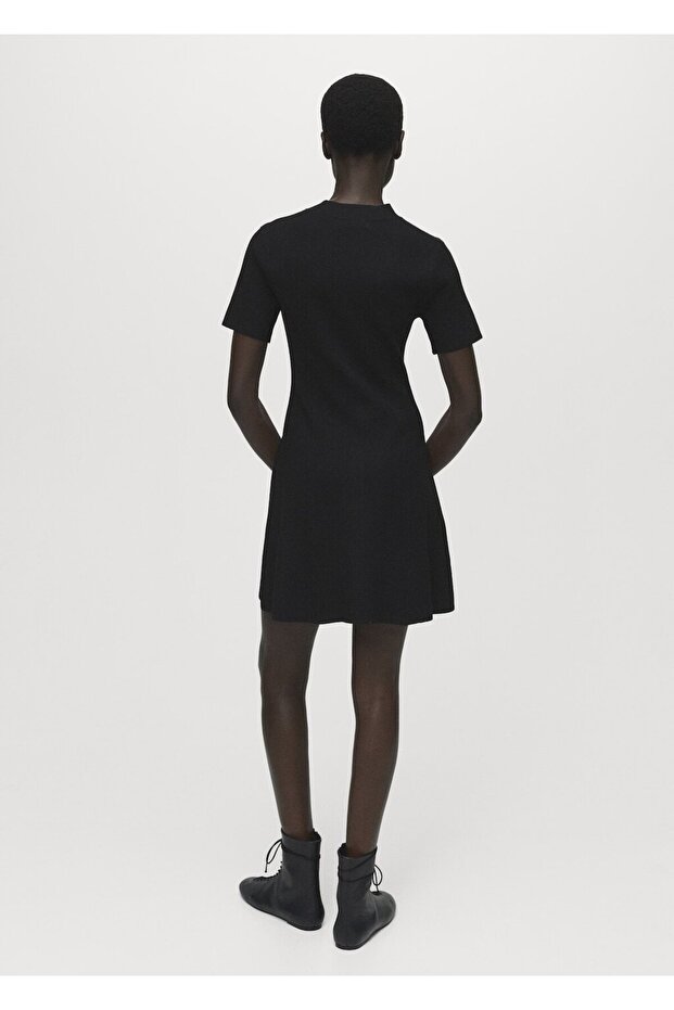 İnce triko evaze elbise - 4