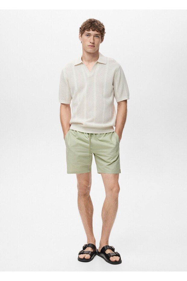 Gofre kumaşlı şort mayo - 2