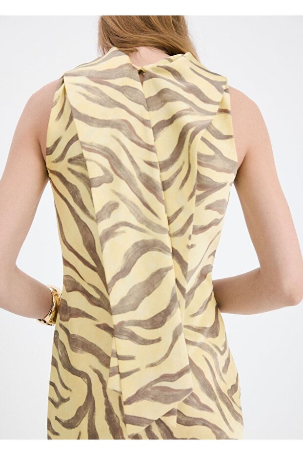 Fularlı desenli elbise - 4