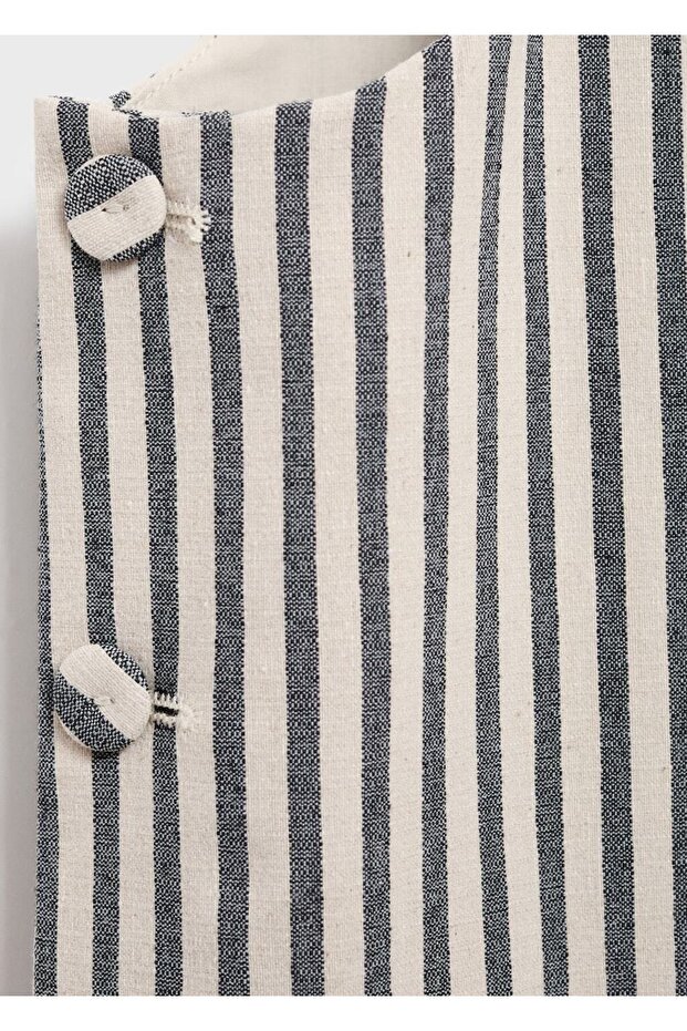 Düğmeli çizgili bluz - 8