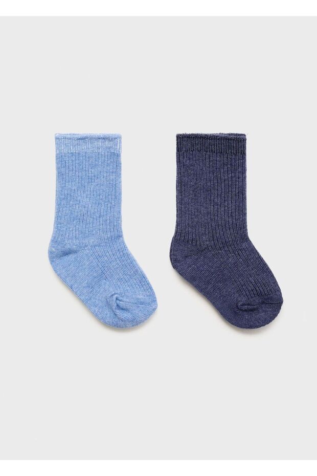 2'li lastikli örgü çorap - 1