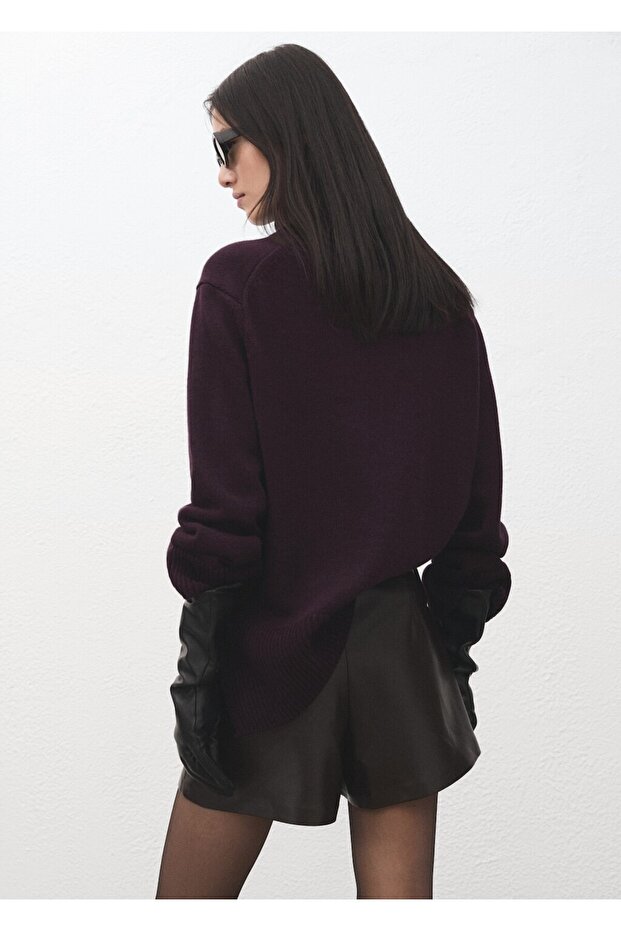 Deri görünümlü pantolon etek - 4