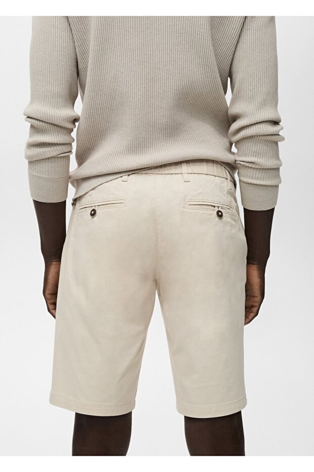Dar kesim chino pamuklu bermuda şort - 8