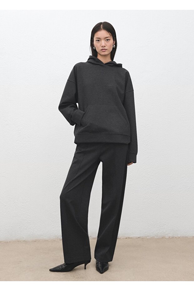 Kapüşonlu kırçıllı triko sweatshirt - 2