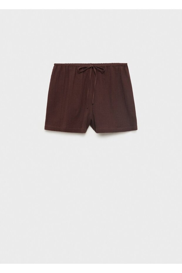 Pamuklu bağcıklı şort - 3