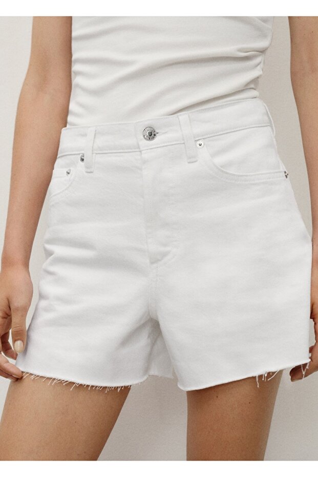 Paçaları dikişsiz denim şort - 7