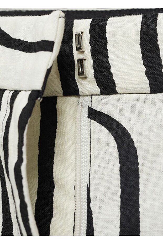 Geometric Pattern Linen Pants - 8