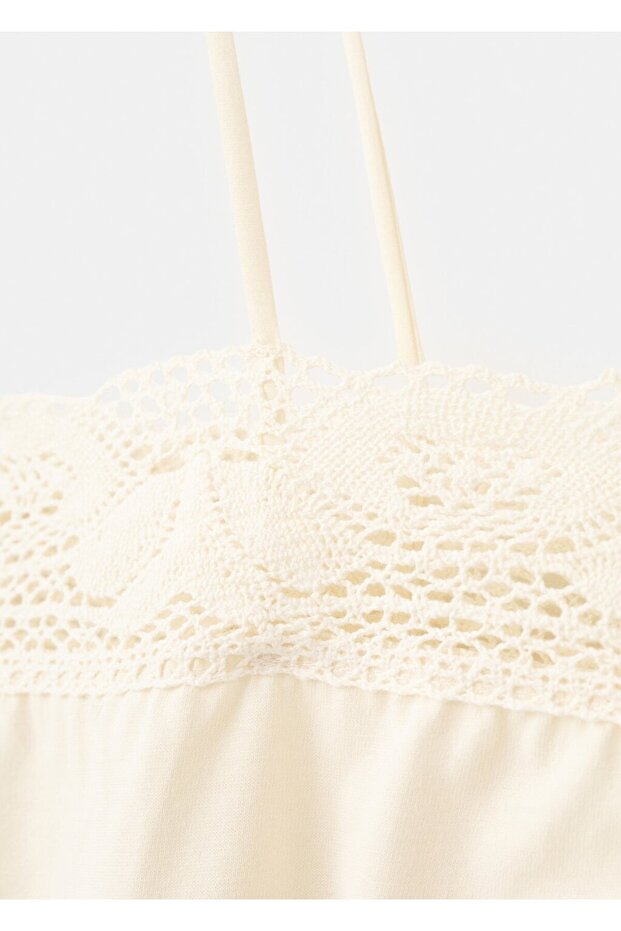 Dantel askılı pamuklu bluz - 6